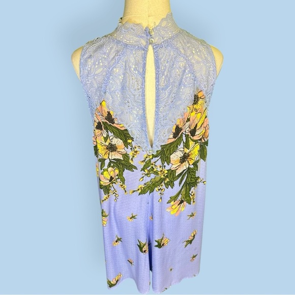 Free People ‘Marsha’ Printed Lace Slip Dress in “Periwinkle Sky” Size Large - Picture 12 of 16